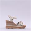 Oh My Sandals Square Buckles Wedge - Beige